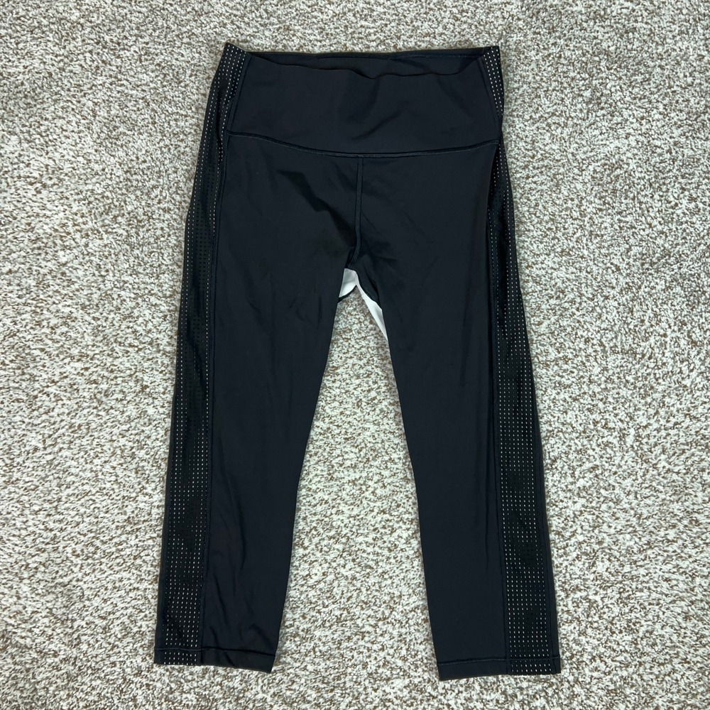 Athleta Leggings Womens Medium Black HIIT It Mesh Capri Pants Athletic Yoga Gym